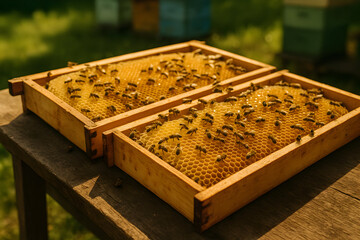 Beehive Frames at Apiary
