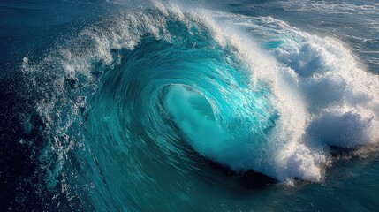 Powerful ocean wave, turquoise curl