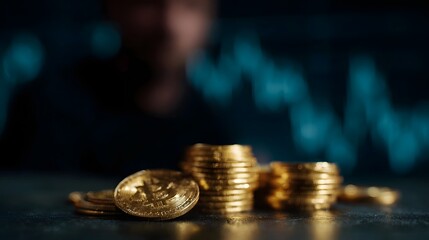 Cryptocurrency investor monitoring digital coin prices