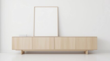 Horizontal frame Mockup on bureau, 3d rendering