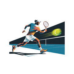 Dynamic Tennis Player in Action Striking the Ball with Power and Precision