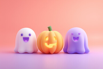3d halloween illustration, modern style