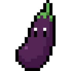Cartoon Pixel Purple Eggplant Character
