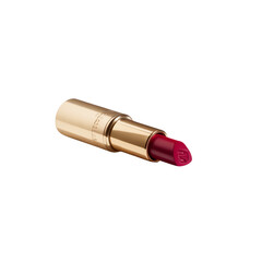 Gold lipstick with deep red color isolated on a transparent background