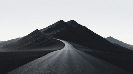 Black and white mountain road landscape scenic route travel photography