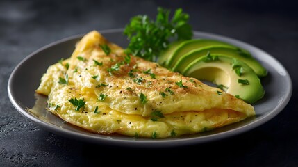 Egg white omelet with fresh avocado slices