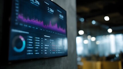 Digital marketing KPI dashboard on office screen
