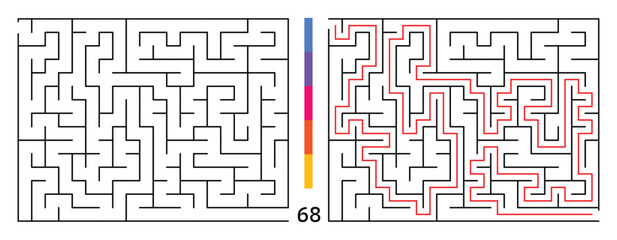 Abstract Maze Puzzle Labyrinth With Entry And Exit. Maze For Activity Book. Problem-Solving Puzzles Games For Workbook. Vector illustration - EPS 10