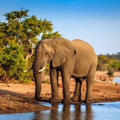 Obraz premium Majestic elephant by the waterhole
