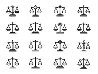 Elegant justice and scale symbol icons in vector format
