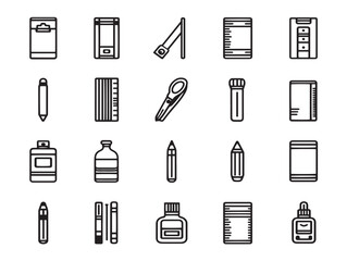 Clean school supply icons in vector flat line design