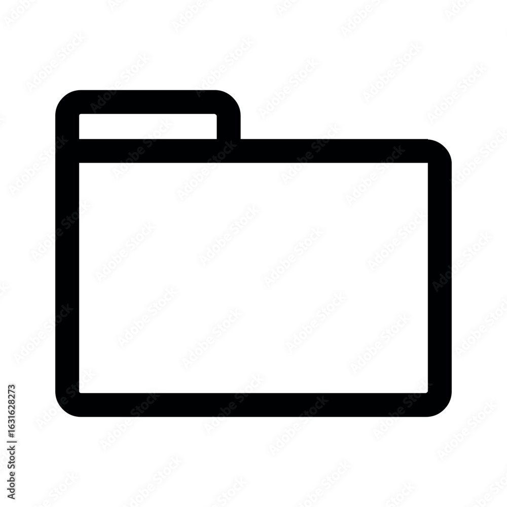 Poster simple black outline of a folder icon with rounded edges and a small tab at the top corner design
