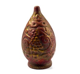 Souvenir Qvevri (Kvevri) made of clay for drinking wine. Bas-reliefs in the form of a grapevine....