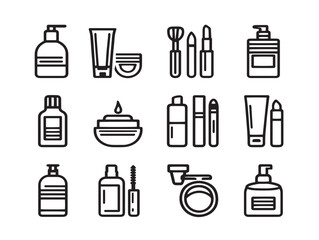 Elegant Skincare and Makeup Icon Set Collection