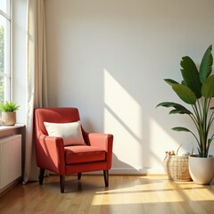 Cozy armchair in bright living room, hardwood floors , wooden floor, sofa, stylish