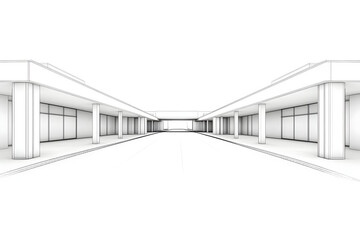 3D Wireframe Building Exterior Design