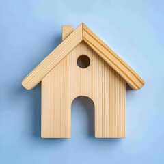 Wooden House Illustration on Blue Background