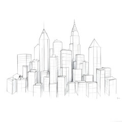 Cityscape Sketch: Urban Line Art Illustration