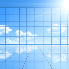 Modern Office 3D Background with Sky View