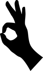 Silhouette of a hand showing OK gesture. Silhouette of a hand  with fingers folded in an Okay gesture. Vector illustration with transparent background.