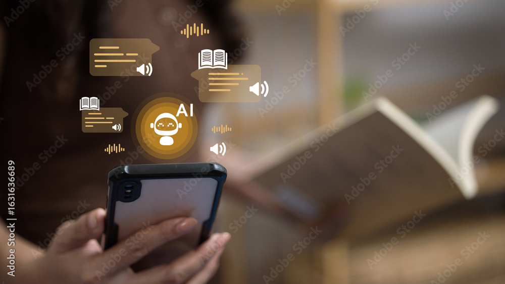 Poster ai voice assistant reading and text to speech technology