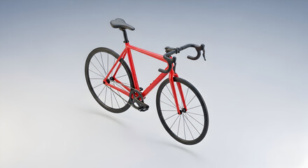 Fototapeta premium Sleek Red Fixed Gear Bicycle Isolated on Neutral Background: A Modern Icon of Fitness, Commuting, and Urban Lifestyle