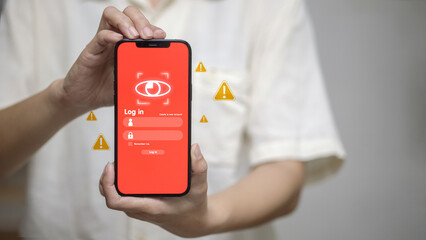 Mobile Login Security Alert and Cyber Risk Warning