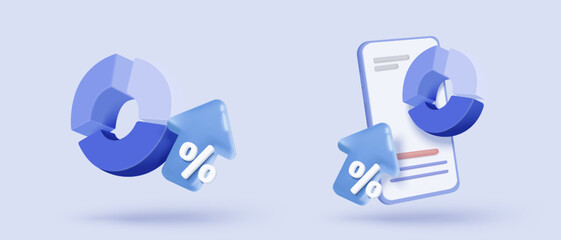 3d statistic graph icon for investment diagram report. creative solution concept on pastel background. Goal for business, bank, finance. 3d analysis investment graph vector icon render illustration