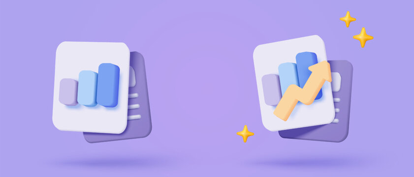 3d statistic graph icon for investment diagram report. creative solution concept on pastel background. Goal for business, bank, finance. 3d analysis investment graph vector icon render illustration