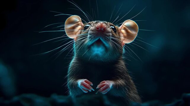Close up small nocturnal rodent mouse animal with long whisker bright eyes sharp claws curious mammal wildlife close up mammal rodent animal