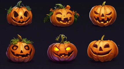 Spooky pumpkin vector icon for autumn prints