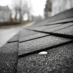 Close-up of roof shingles on a residential building.