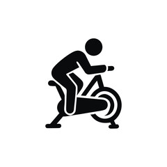 Person Exercising on a Stationary Bike Black Silhouette Symbol of Fitness and Healthy Lifestyle Using Modern Exercise Equipment