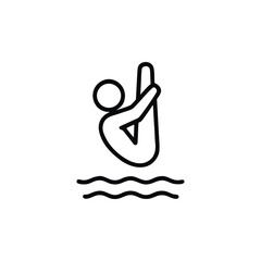 Fototapeta premium Minimalist Illustration of Limbo Rock Dancer with Water Waves Below, Black and White Outline Style