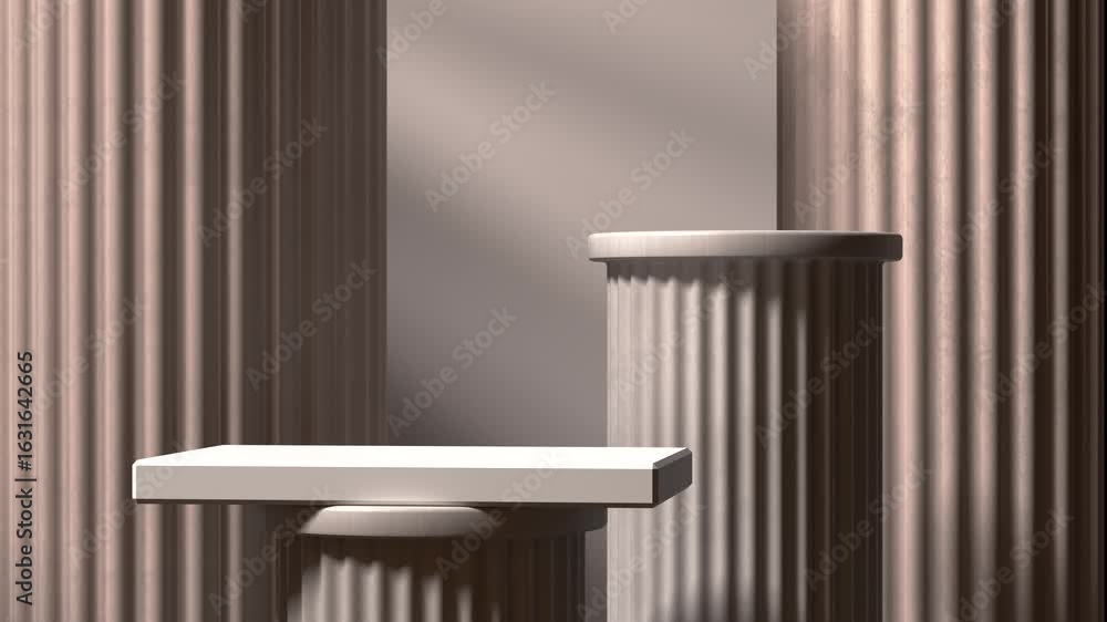 Poster 3d image of classical columns with modern display pedestal