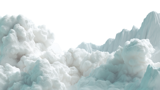 Fluffy White Clouds in a Soft Dreamlike Sky on Transparent Background 
