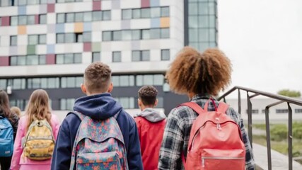 Students with backpacks head to school, ready to learn and grow.back to school | 1 september | first september - Powered by Adobe