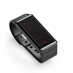 Obraz premium Modern black fitness wristband with a digital display.