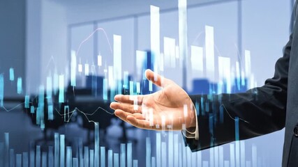 Business deal handshake with digital graphs overlay - Powered by Adobe