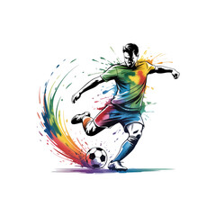 Obraz premium Dynamic Rainbow Soccer Player Abstract Sports Illustration