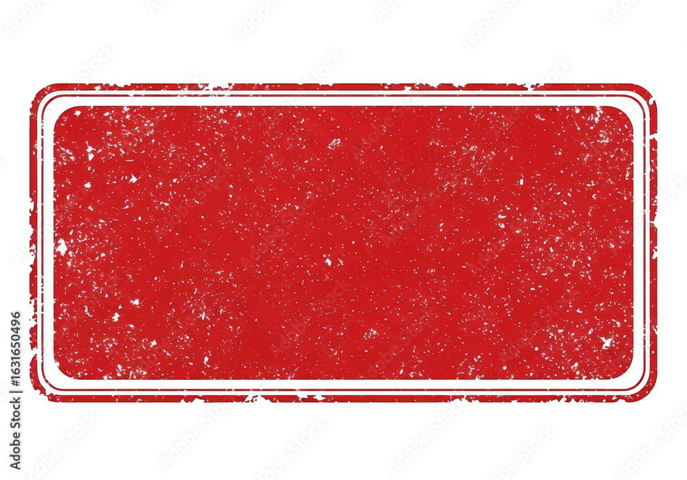 Poster red textured rectangle stamp isolated on transparent background