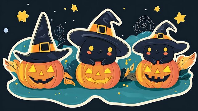 Halloween-themed die-cut sticker character expressing unity and connection