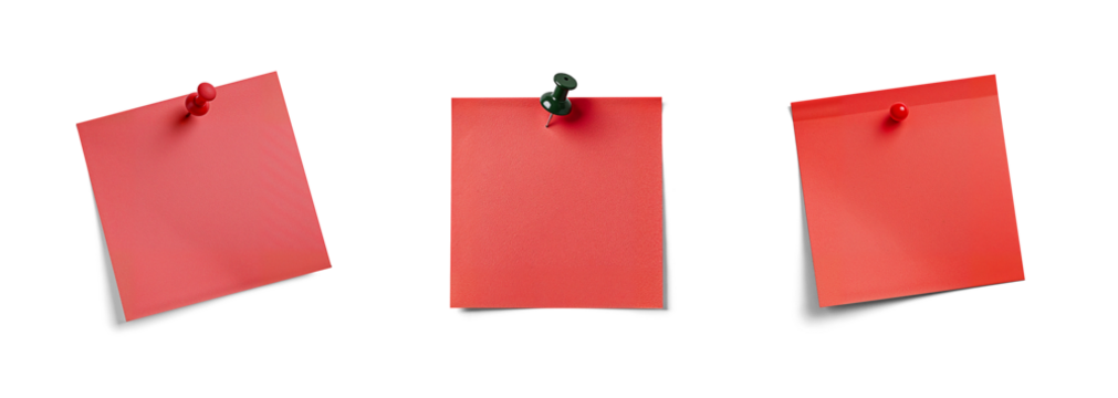 Realistic Red Note with Push Pin Ideal for Office, School, and Presentations Isolated on Transparent Background