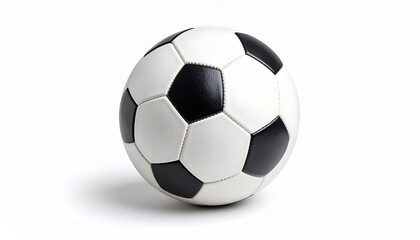 Fototapeta premium A classic black and white soccer ball resting on a clean white background with soft lighting