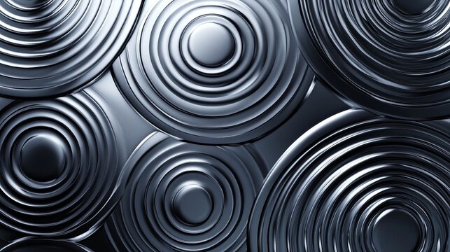 Metallic circles with concentric rings creating a textured abstract background pattern design element