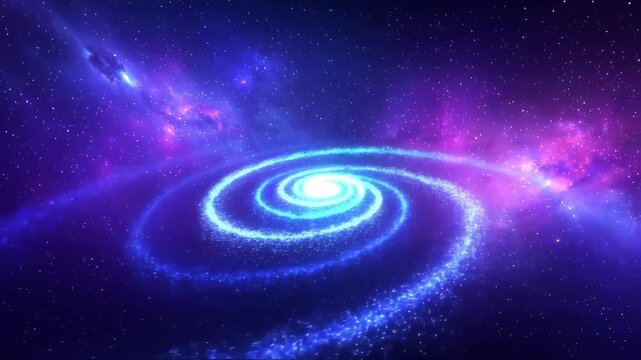 Animated Spiral Galaxy Swirling in Deep Space with Vibrant Nebula Clouds and Starfield Under Cosmic Night Sky