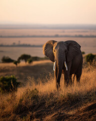 Obraz premium Lone Elephant on Hilltop