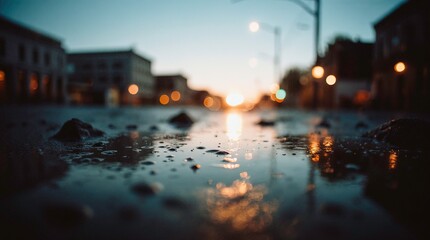 illuminated houses in lane city lights reflected on rain slicked streets creating a serene and moody urban atmosphere during night 3d render