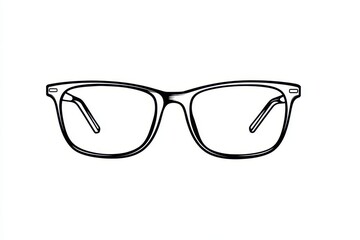 Black-framed eyeglasses, rectangular style, simple line drawing