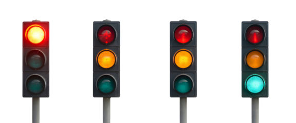 Bright traffic lights signal stop, caution, and go for safe urban navigation and city planning